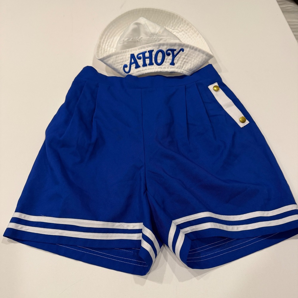 Costume Agent Scoops Ahoy Sailor Shorts and Hat Set Blue White XS Cosplay